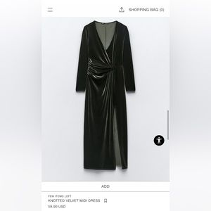 Zara Velvet Knotted Slip Dress NWT